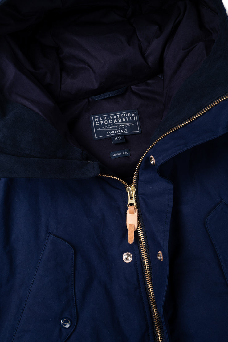 Goose Down Padded Fisherman Parka in Navy