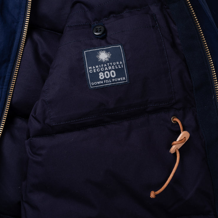 Goose Down Padded Fisherman Parka in Navy