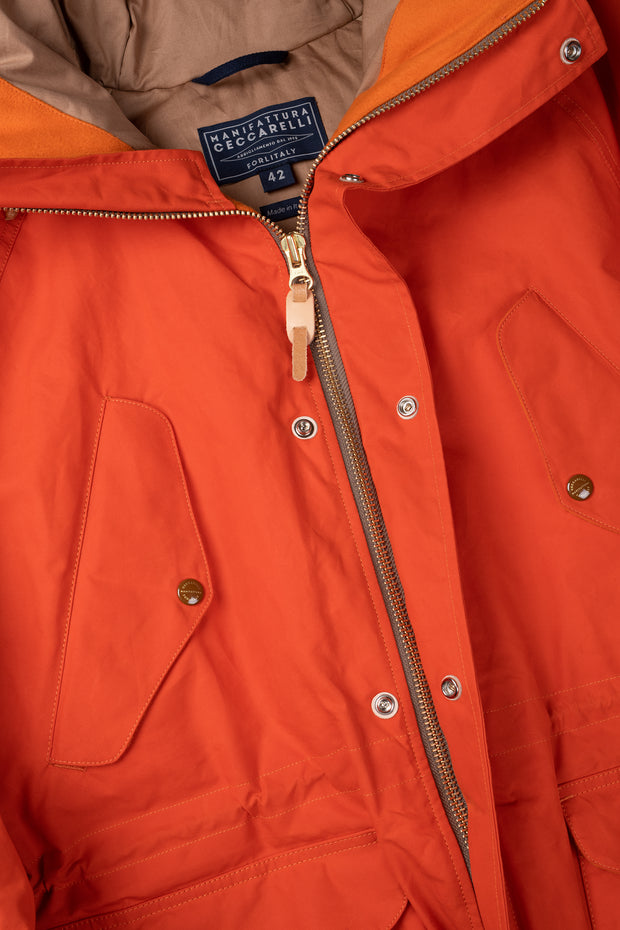 Goose Down Padded Fisherman Parka in Orange