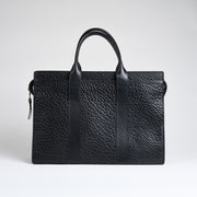 Zip Top Briefcase - Black shrunken bison