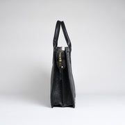 Zip Top Briefcase - Black shrunken bison