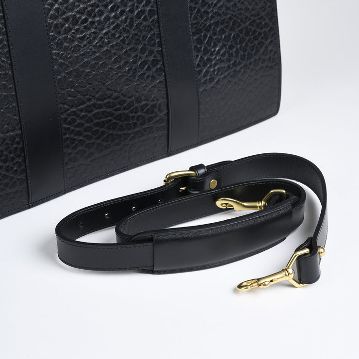Zip Top Briefcase - Black shrunken bison