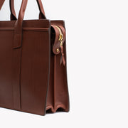 Zip Top Briefcase in Chestnut Harness Leather