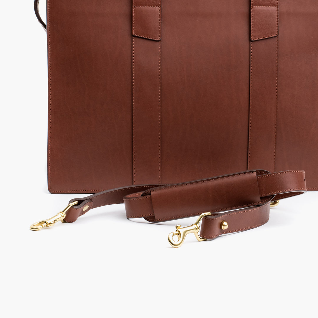 Zip Top Briefcase in Chestnut Harness Leather – Caine Clothiers