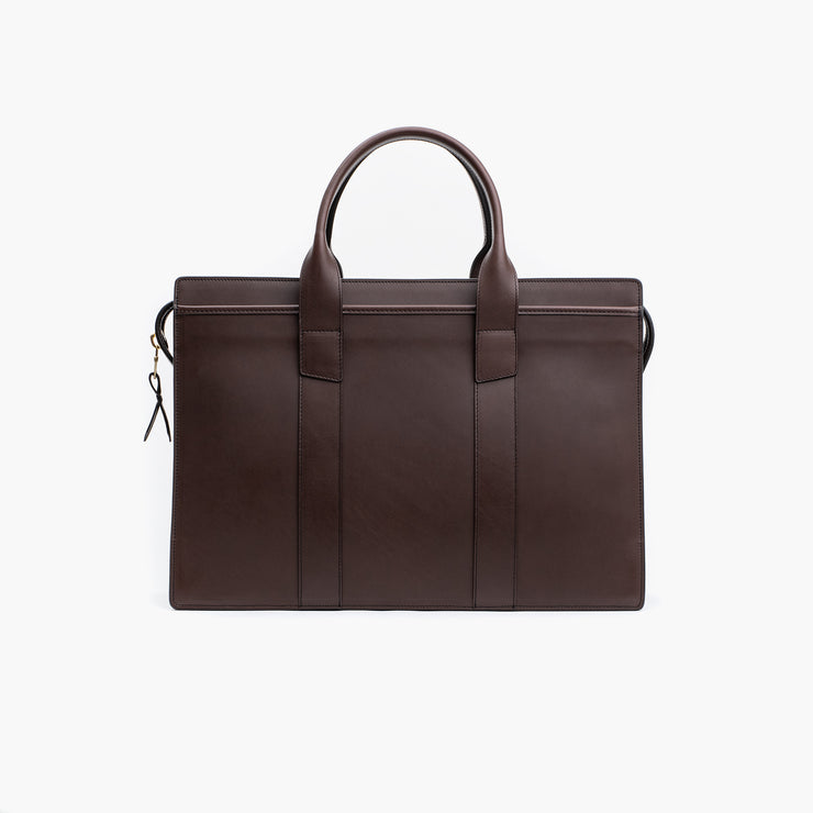 Zip Top Briefcase in Chocolate Harness Leather