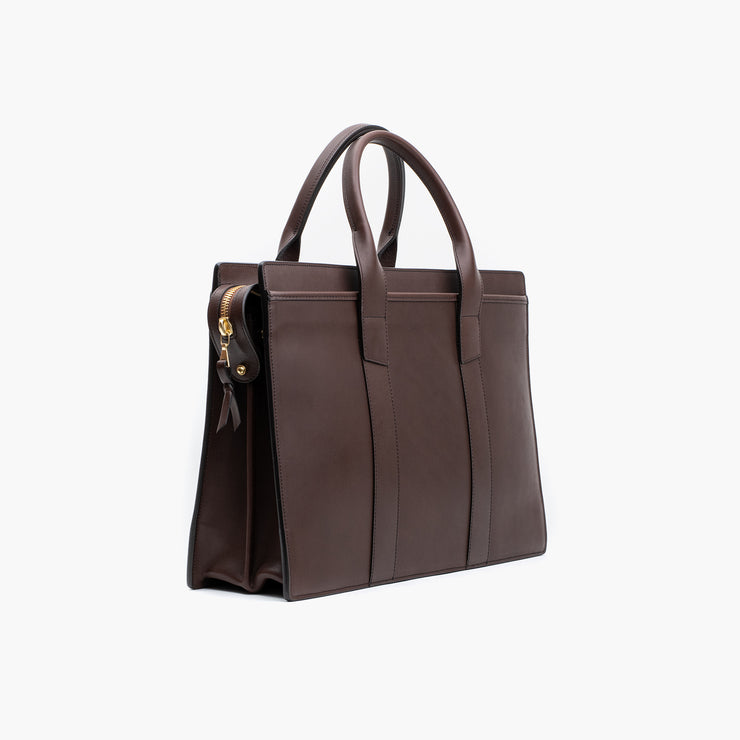 Zip Top Briefcase in Chocolate Harness Leather