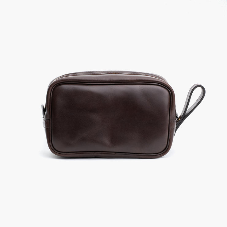 Travel Kit in Dark Brown Waxed Leather