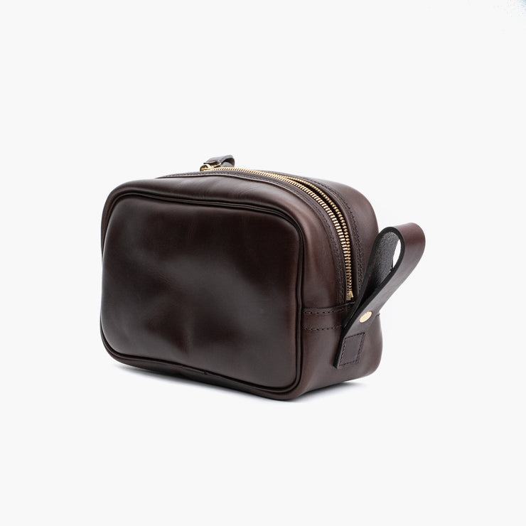 Travel Kit in Dark Brown Waxed Leather