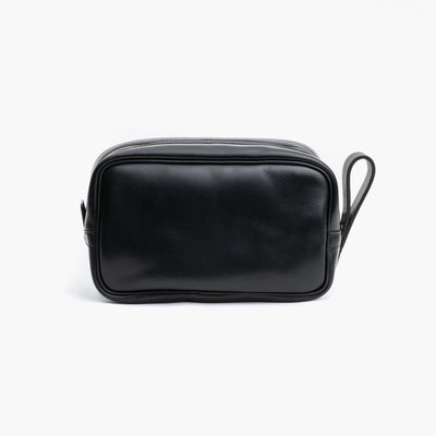 Travel Kit in Black Waxed Leather