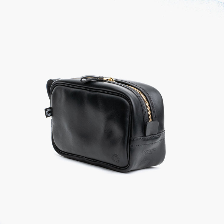 Travel Kit in Black Waxed Leather