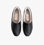 Sheepskin Slipper in Black Smooth Leather