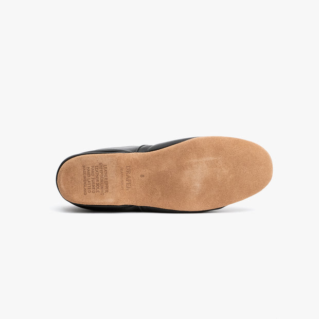 Sheepskin Slipper in Black Smooth Leather