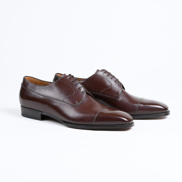 Cap toe Derby Blucher in Dark Brown Calf