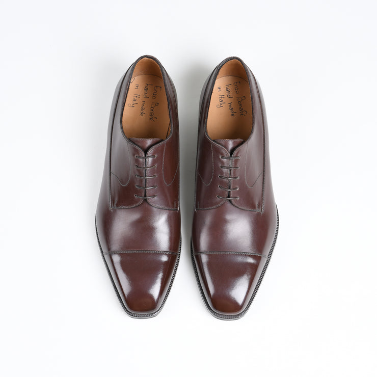 Cap toe Derby Blucher in Dark Brown Calf