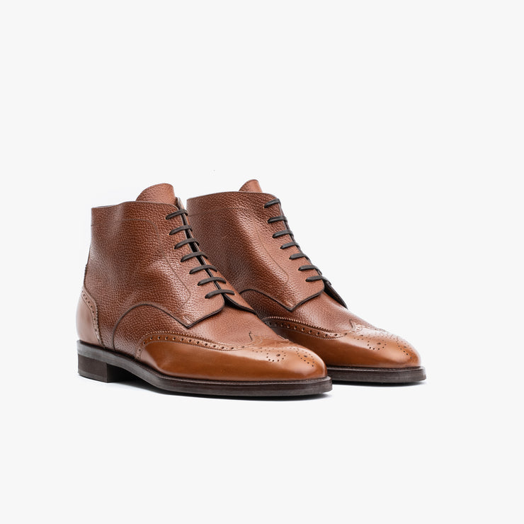 Wingtip Boot in Brown Grain and Calf