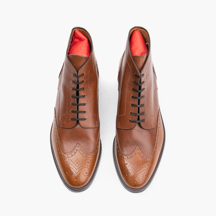 Wingtip Boot in Brown Grain and Calf