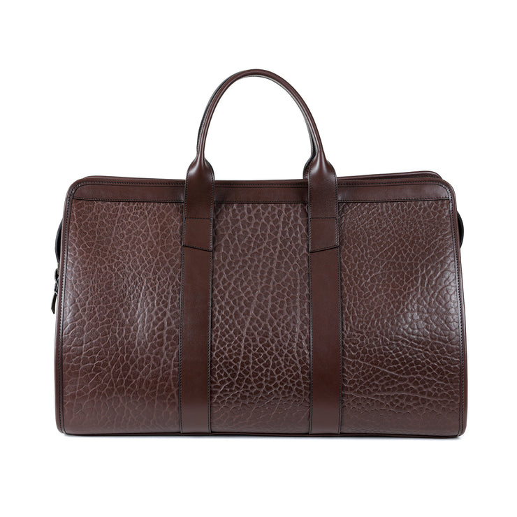 Signature Duffle Bag in Chocolate Shrunken Bison Leather