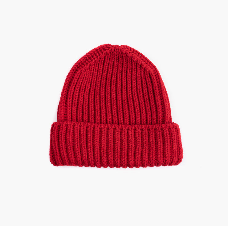 Heavy Knit Beanie in Red Merino Wool