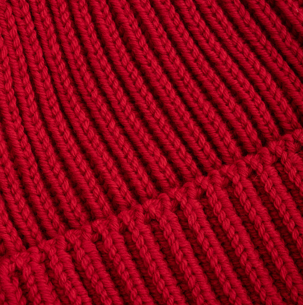 Heavy Knit Beanie in Red Merino Wool