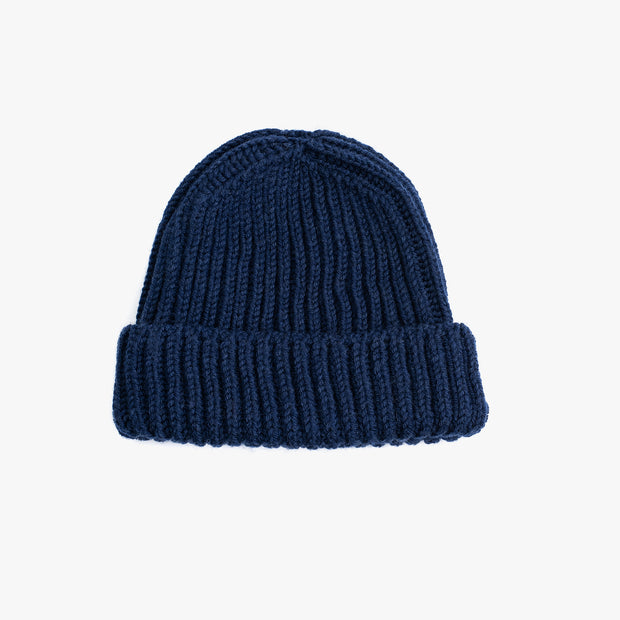 Heavy Knit Beanie in Indigo Merino Wool