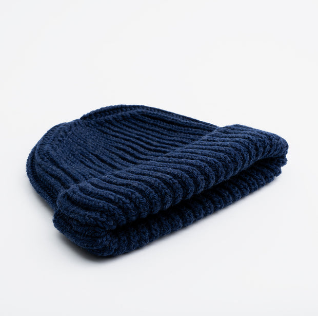 Heavy Knit Beanie in Indigo Merino Wool