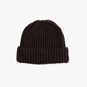 Heavy Knit Beanie in Brown Merino Wool