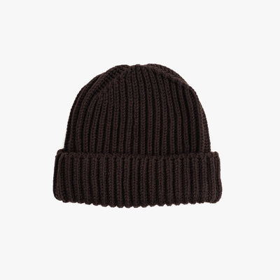 Heavy Knit Beanie in Brown Merino Wool