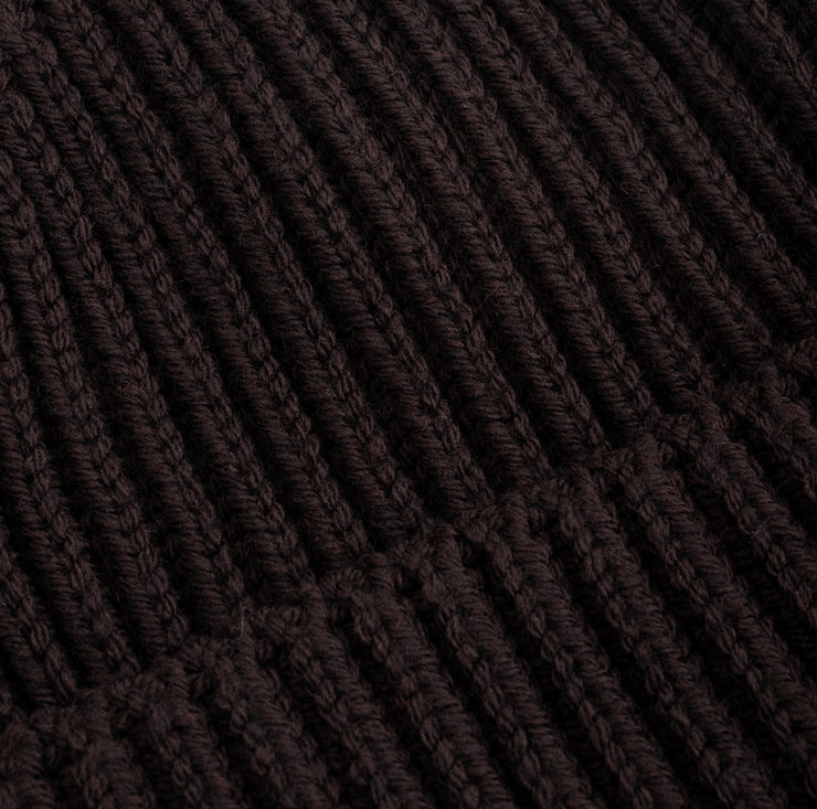 Heavy Knit Beanie in Brown Merino Wool