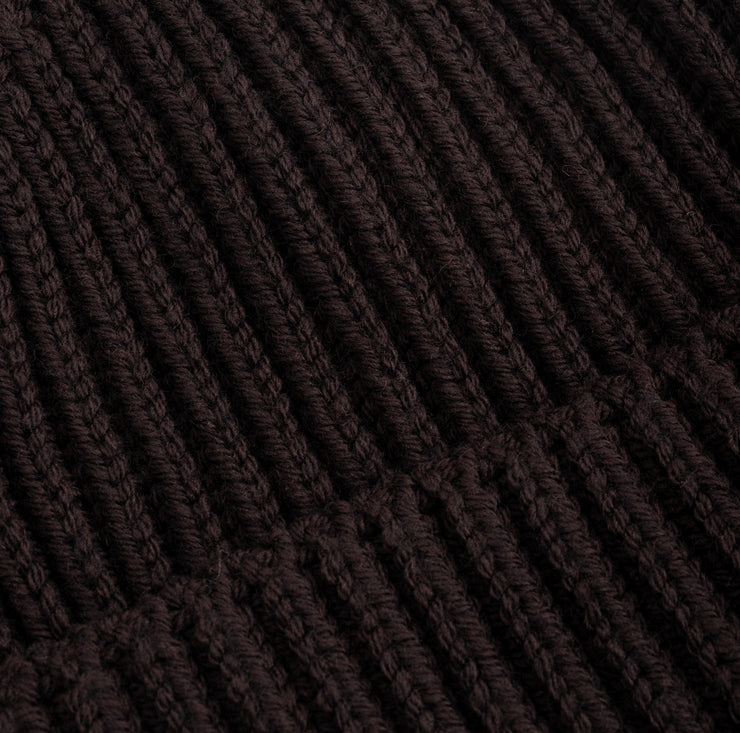 Heavy Knit Beanie in Brown Merino Wool