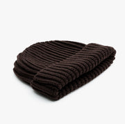 Heavy Knit Beanie in Brown Merino Wool