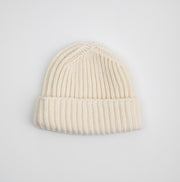 Heavy Knit Beanie in Ecru Merino Wool