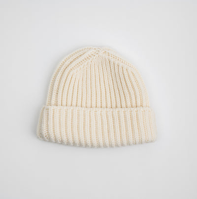 Heavy Knit Beanie in Ecru Merino Wool