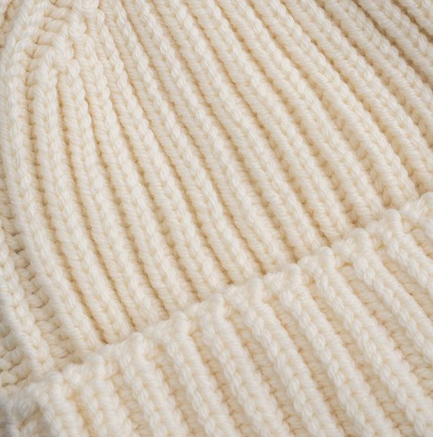 Heavy Knit Beanie in Ecru Merino Wool