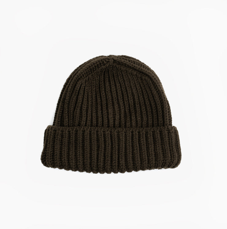 Heavy Knit Beanie in Seaweed Green Merino Wool