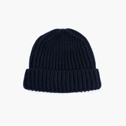 Heavy Knit Beanie in Navy Blue Merino Wool