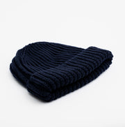 Heavy Knit Beanie in Navy Blue Merino Wool