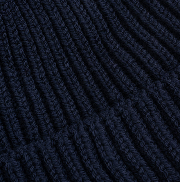 Heavy Knit Beanie in Navy Blue Merino Wool