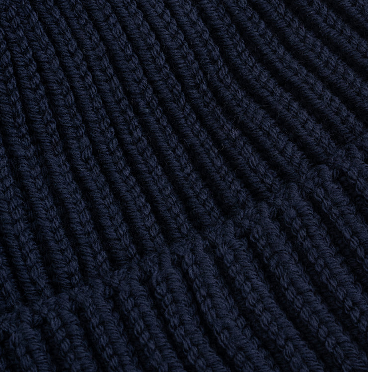 Heavy Knit Beanie in Navy Blue Merino Wool