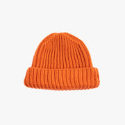 Heavy Knit Beanie in Orange Merino Wool