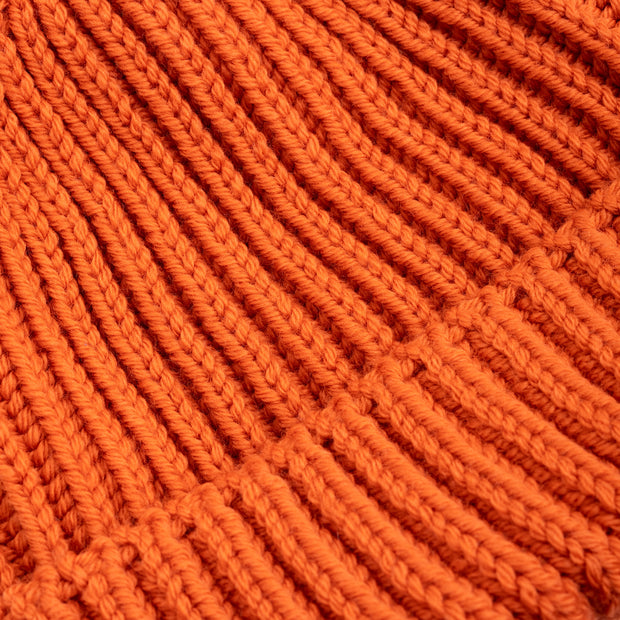 Heavy Knit Beanie in Orange Merino Wool
