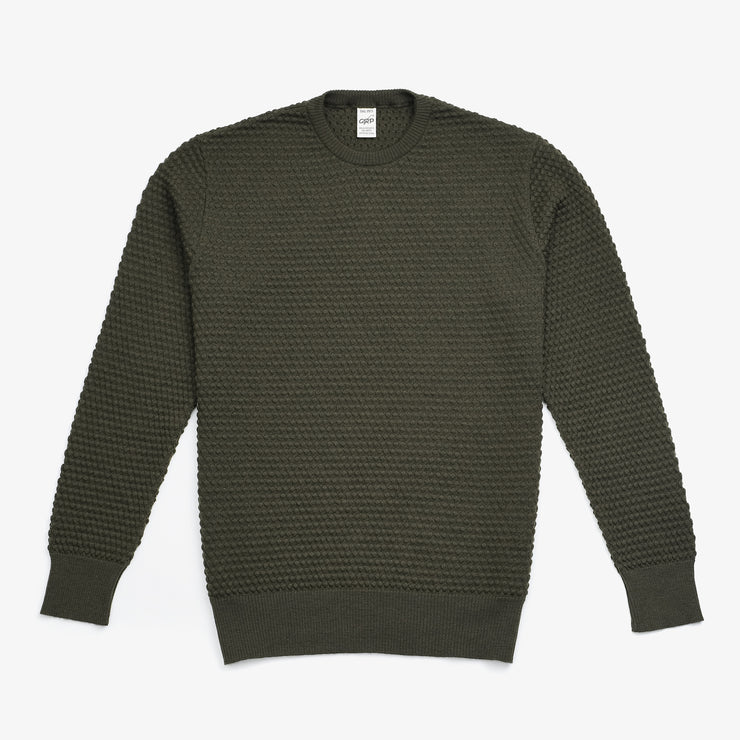 Merino Crewneck - Moss Green Spotknit