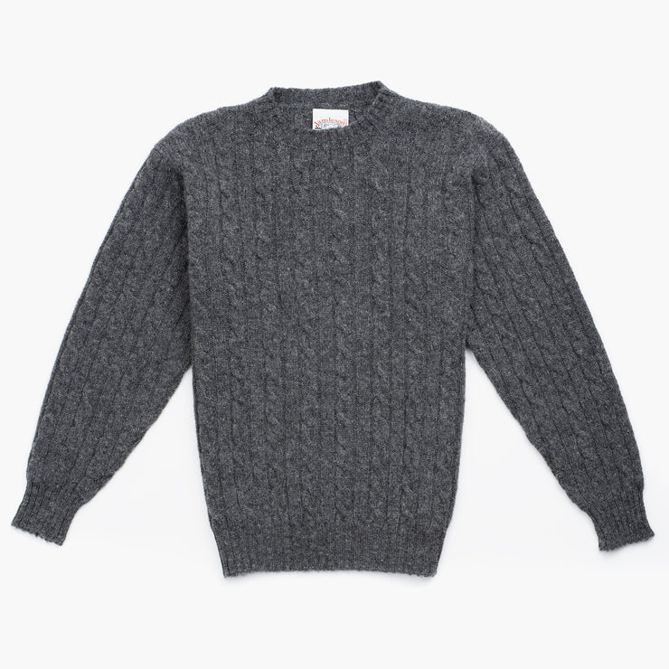 Cableknit Jumper in Charcoal Shetland Wool