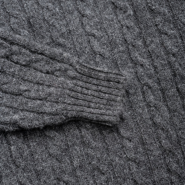 Cableknit Jumper in Charcoal Shetland Wool
