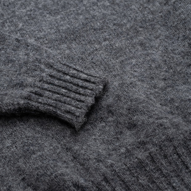 Crewneck Jumper in Mid Grey Shetland Wool
