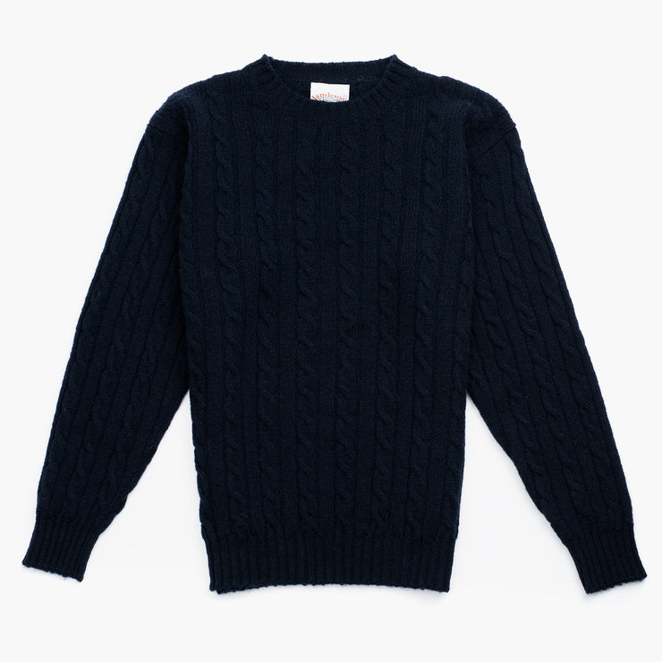 Cableknit Jumper in Navy Shetland Wool