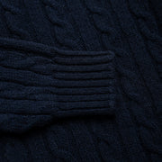 Cableknit Jumper in Navy Shetland Wool