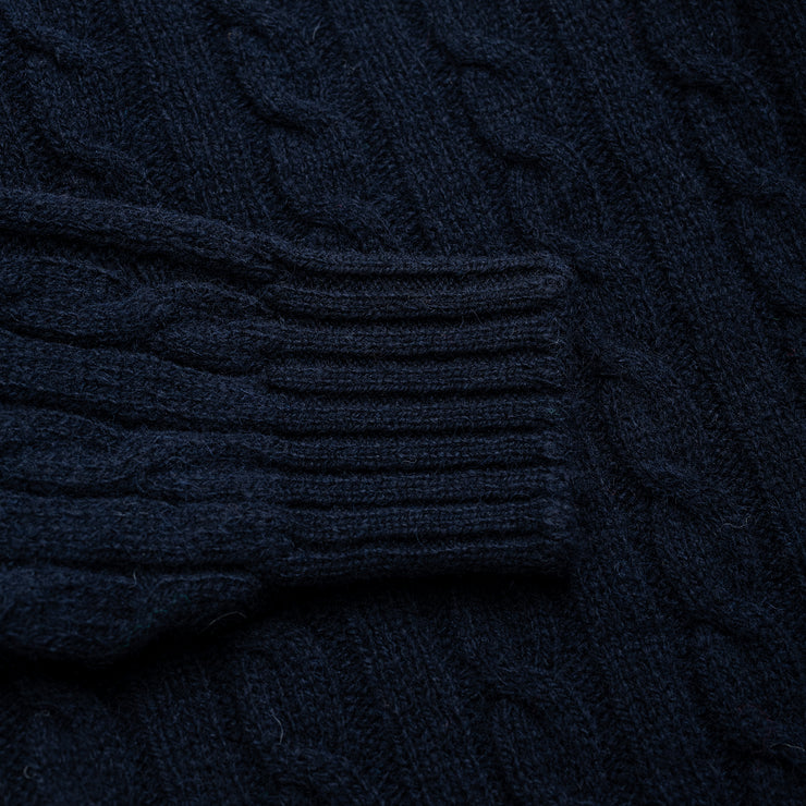 Cableknit Jumper in Navy Shetland Wool