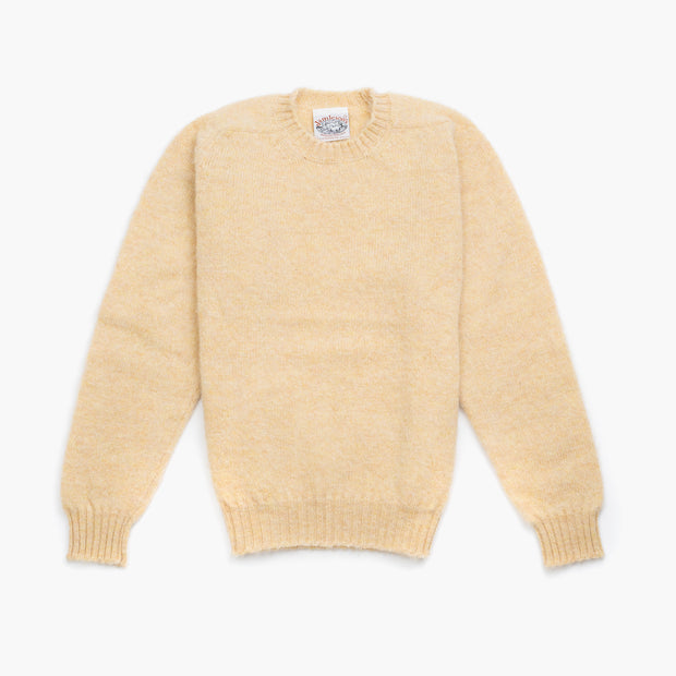 Crewneck Jumper in Burnt Yellow Shetland Wool