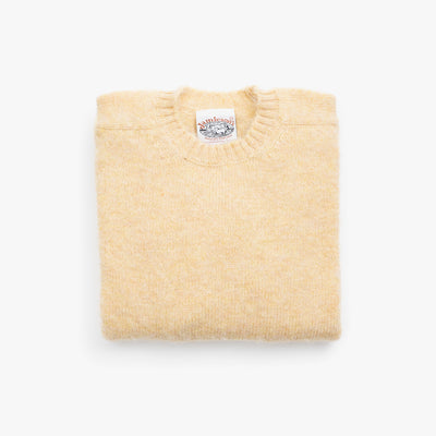 Crewneck Jumper in Burnt Yellow Shetland Wool