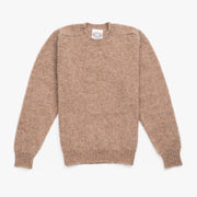 Crewneck Jumper in Light Camel Shetland Wool